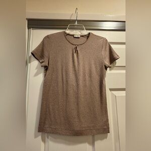 Brunello Cucinelli Tan Cream Tie Front Short Sleeve Tee running small.